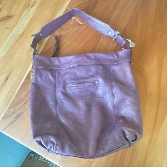 B. Makowsky Silver Trim Soft Purple Leather Hobo Shoulder Bag Purse Handbag - Picture 9 of 13